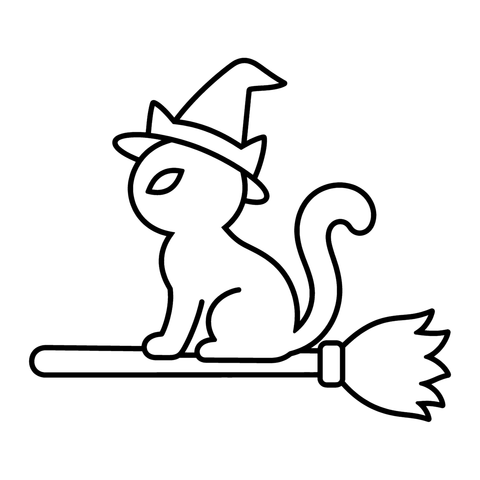 Cat on a Broomstick pumpkin stencil