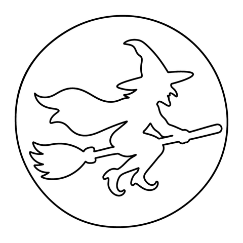 Witch on a Broomstick pumpkin stencil